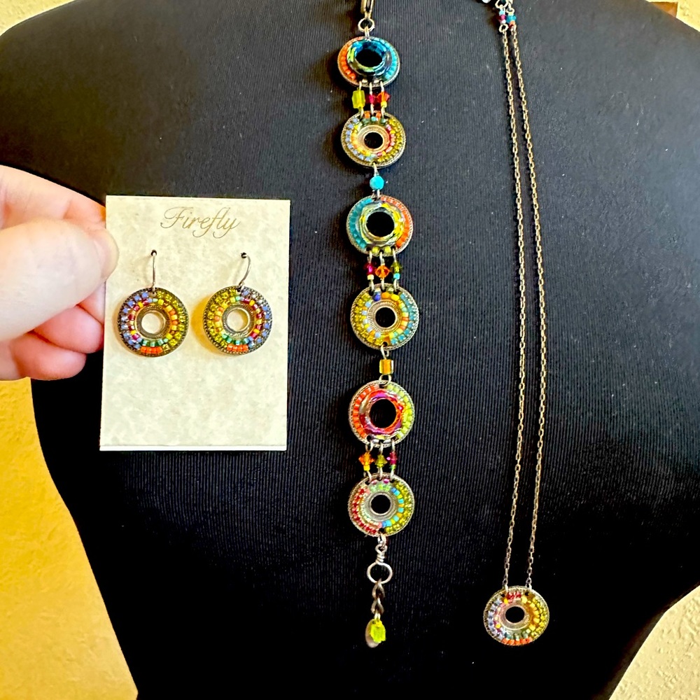 Rare Vintage Firefly 3 Piece Set - Beautiful necklace, bracelet & earrings